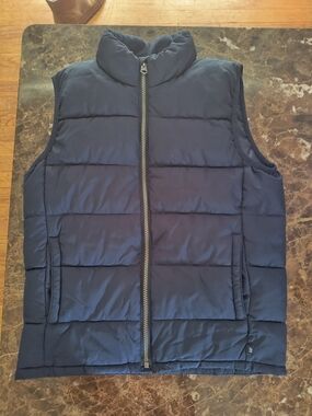 GAP Navy Quilted Puffer Vest with Silver Zipper